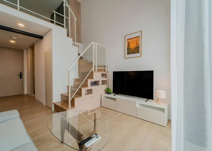 Panoramic Duplex Rama 9 Modern Infinity Pool & Gym 公寓 *