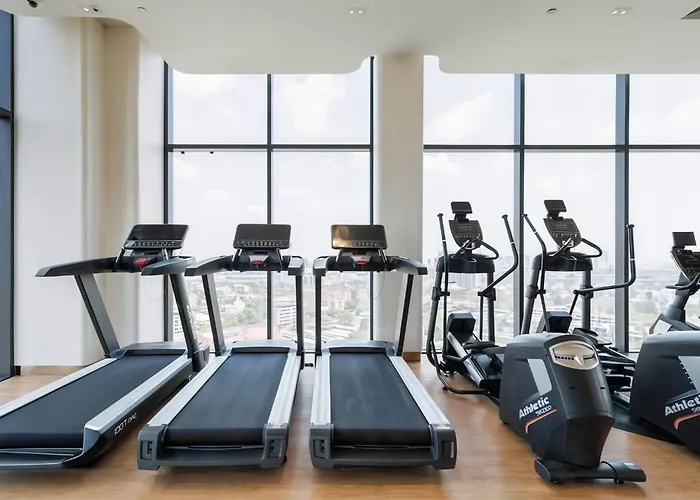 公寓 Panoramic Duplex Rama 9 Modern Infinity Pool & Gym *