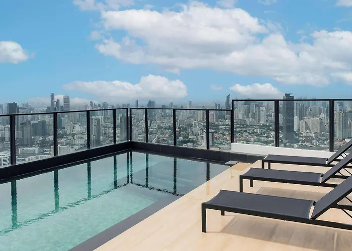 公寓 Panoramic Duplex Rama 9 Modern Infinity Pool & Gym *